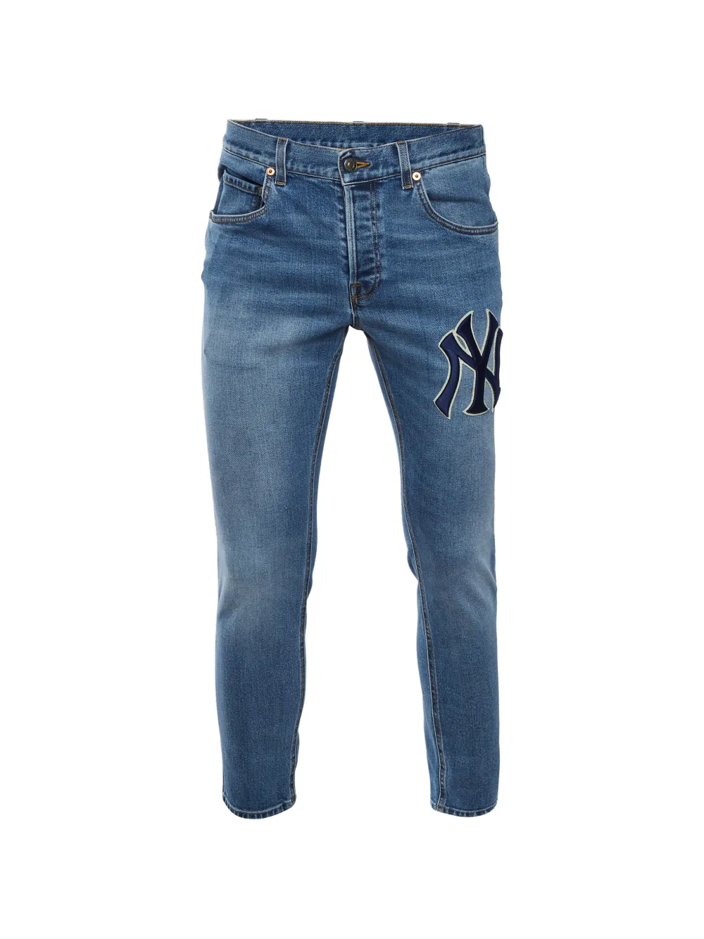 Gucci Pre-Owned Jeans slim NY Yankees con applicazione - Blu