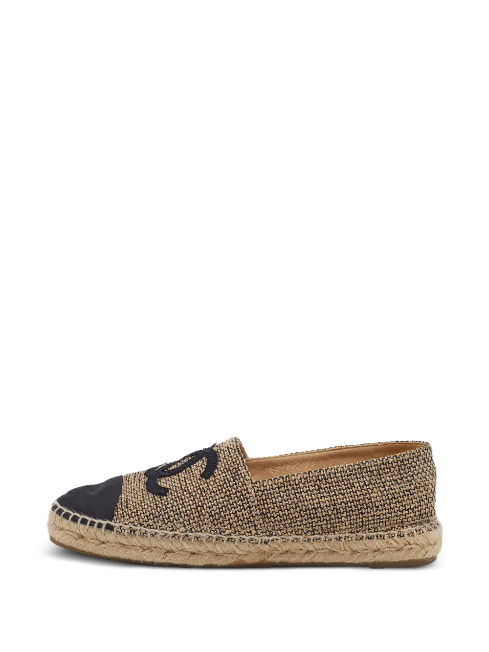 CHANEL Pre-Owned espadrilles CC à bout contrastant - Tons neutres CHANEL Pre-Owned espadrilles CC à bout contrastant - Tons neutres