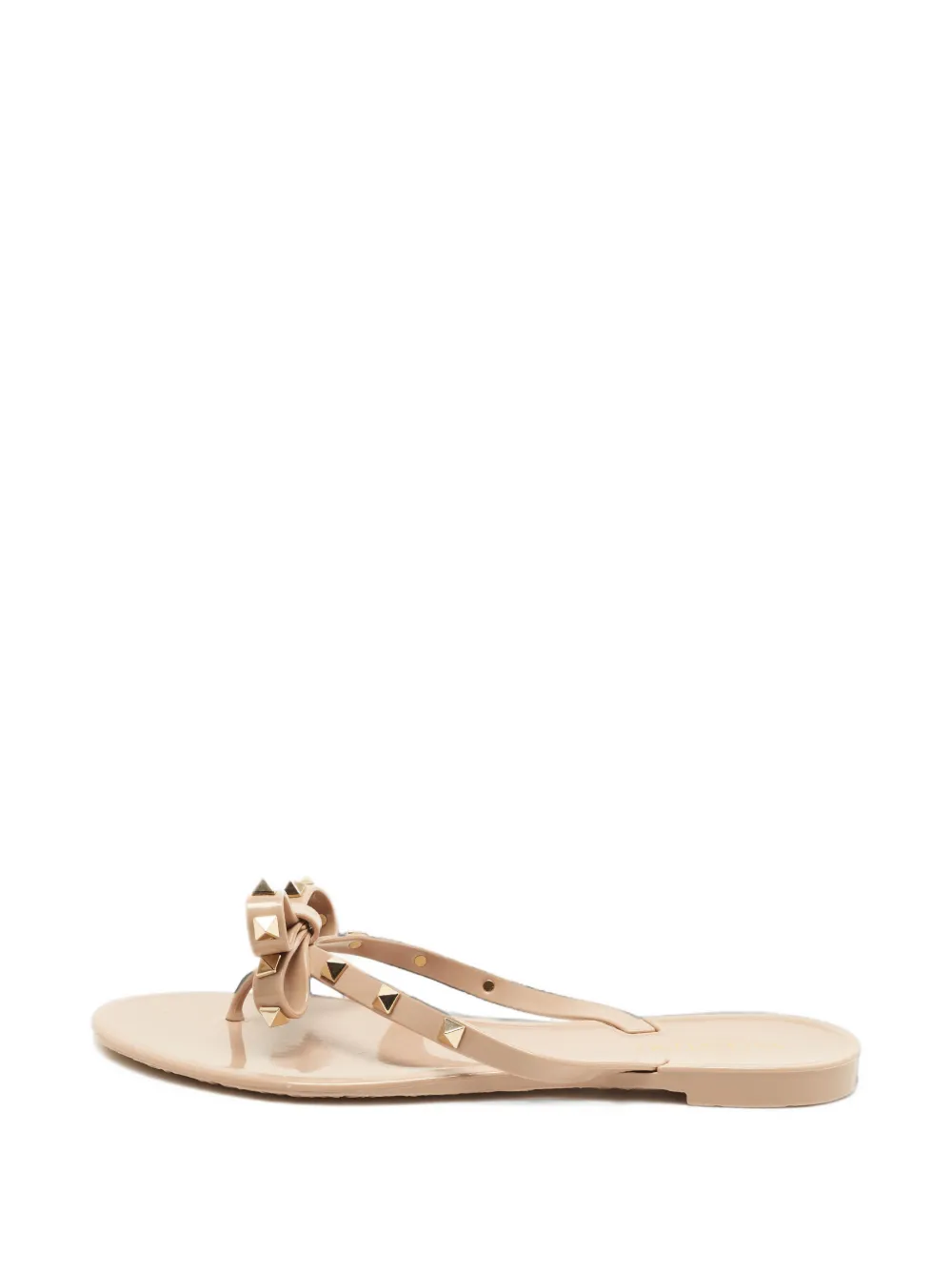 Valentino Garavani Pre-Owned Rockstud bow flip flops - Nude