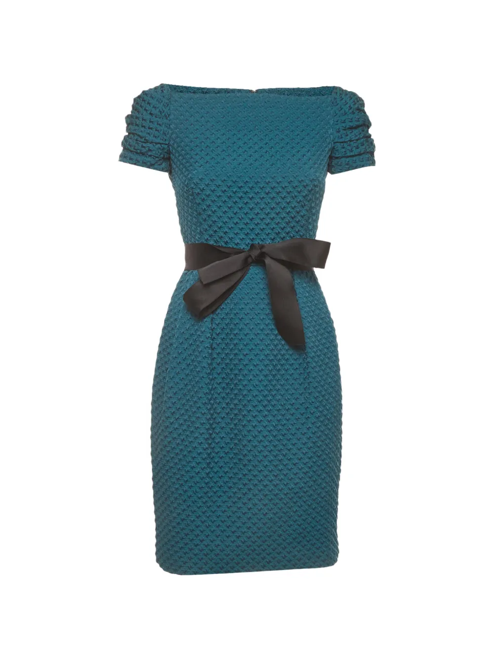 Carolina Herrera Vintage robe mi-longue en jacquard à encolure bateau - Bleu
