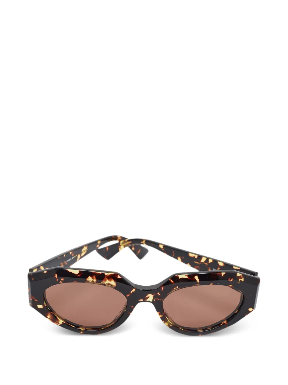 Bottega Veneta Pre-Owned tortoiseshell-effect oval-frame sunglasses - Marrone