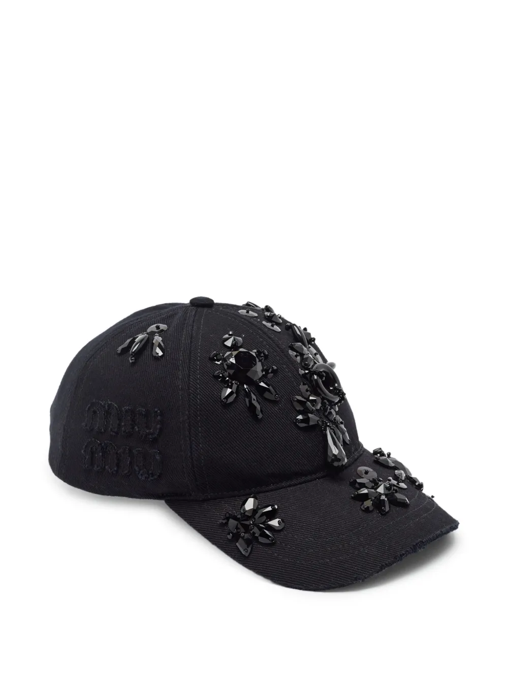 Miu Miu Pre-Owned embellished denim baseball cap – Black