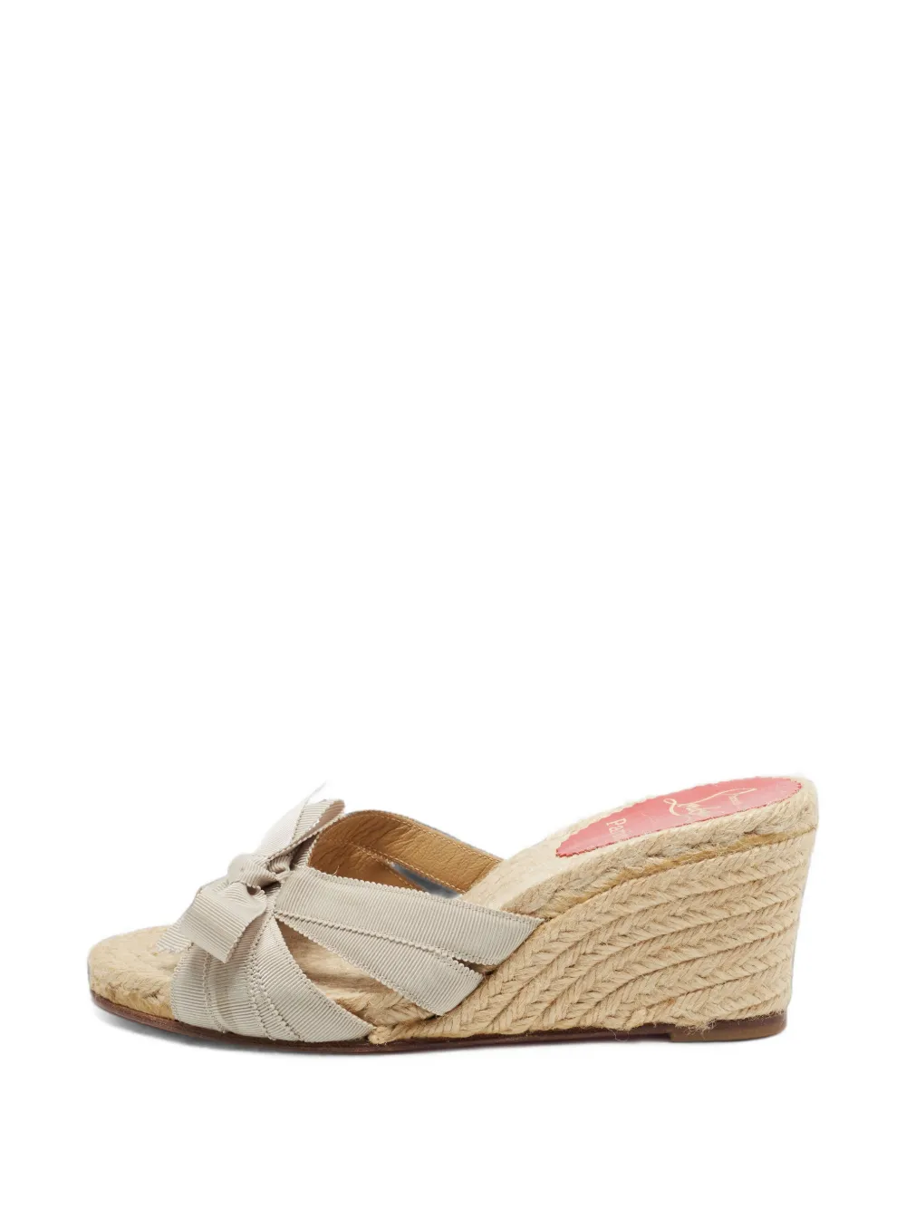 Christian Louboutin Pre-Owned bow espadrille wedge sandals - Nude