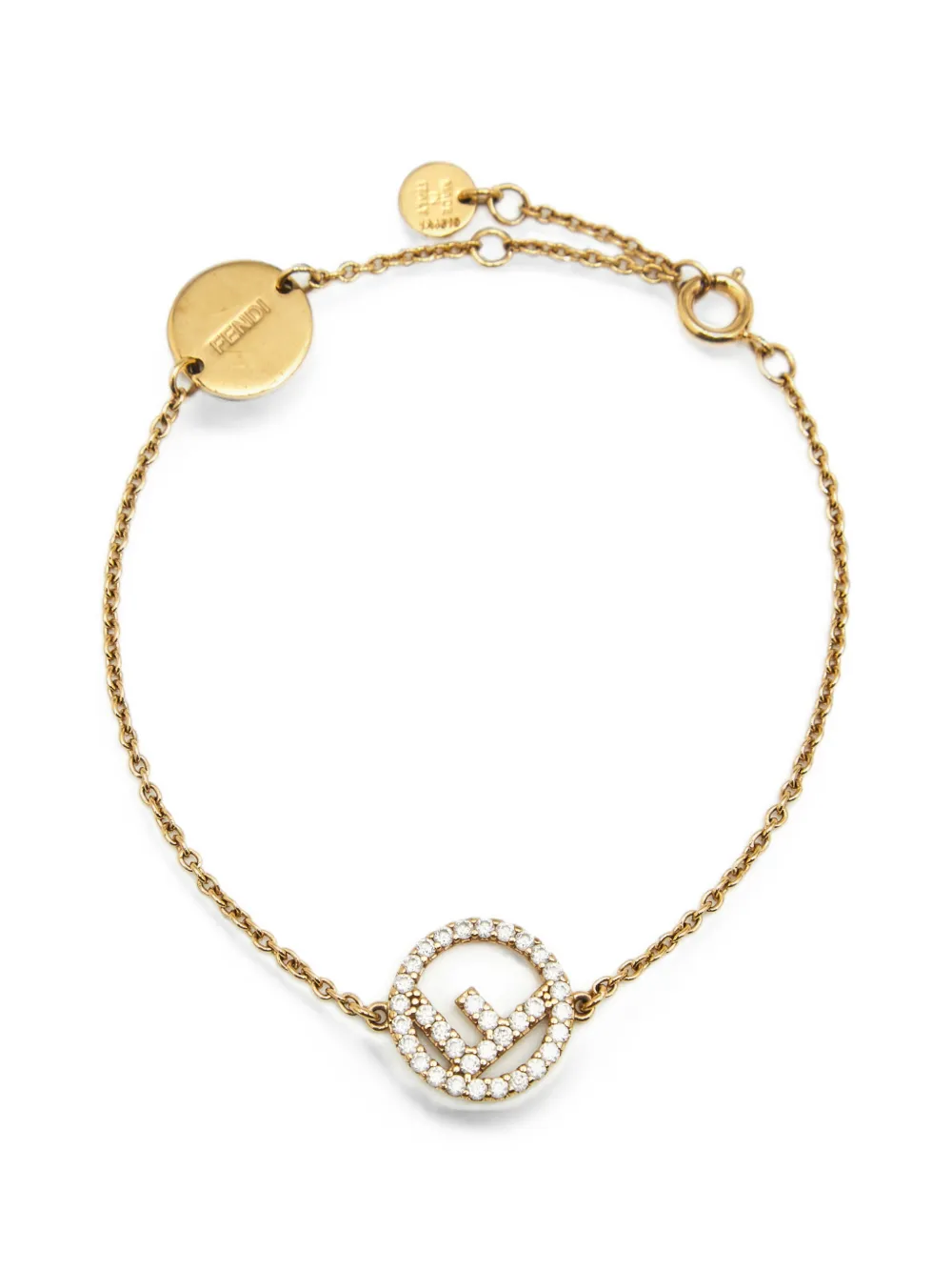 Fendi Pre-Owned F is Fendi crystal-embellished bracelet - Gold