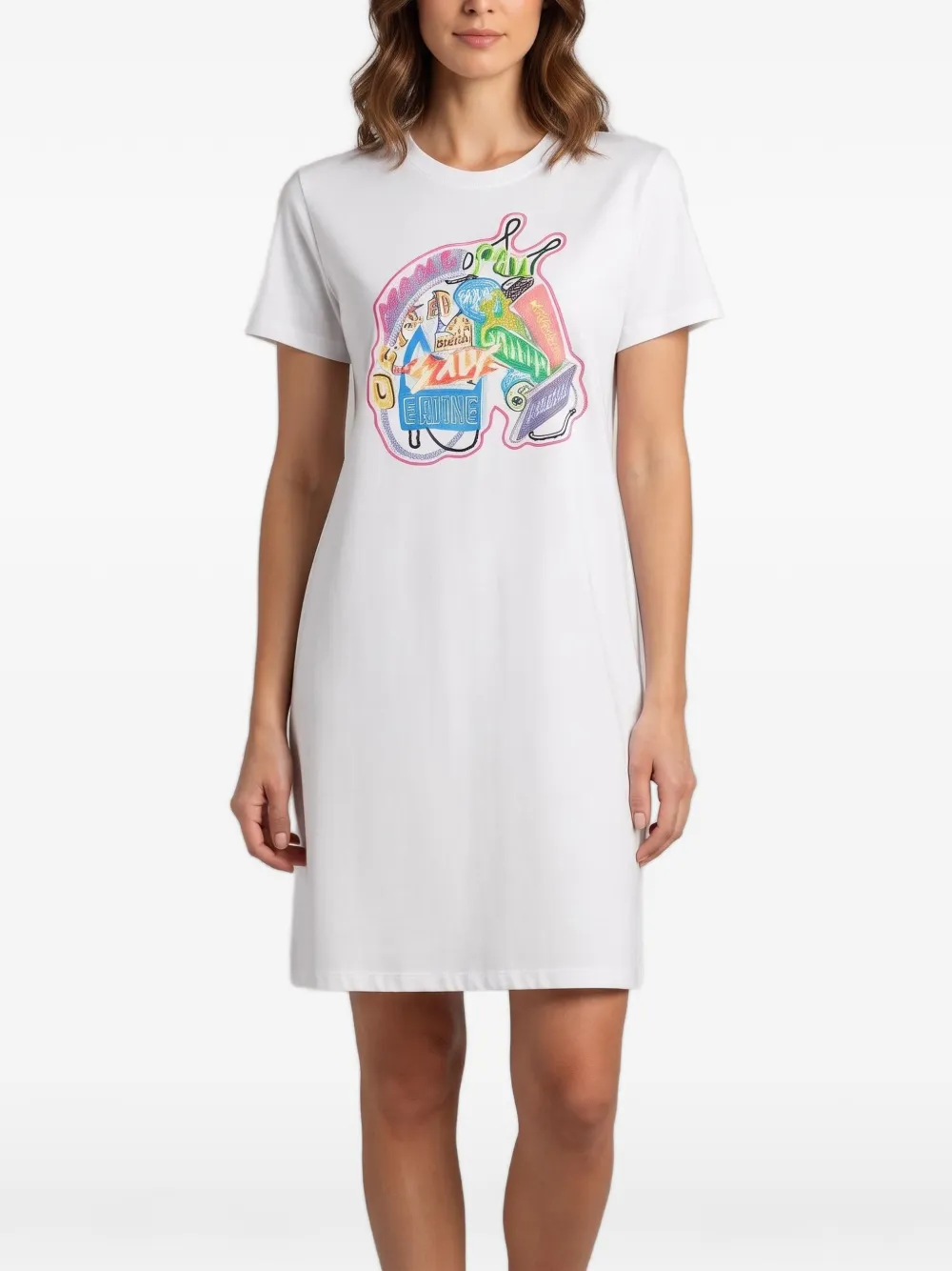 Hermès Pre-Owned Chevaloscope embroidered T-shirt mini dress - White