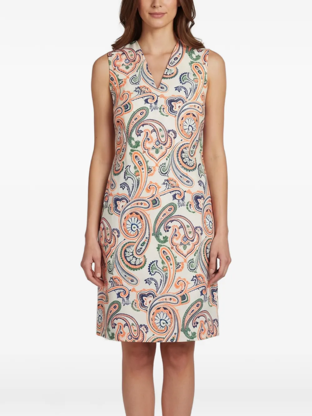Jil Sander Pre-Owned paisley-print sleeveless mini dress - White