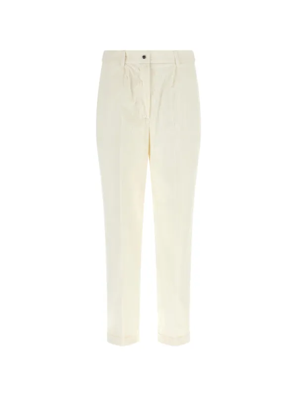 Kiton Pleated Corduroy Trousers in White