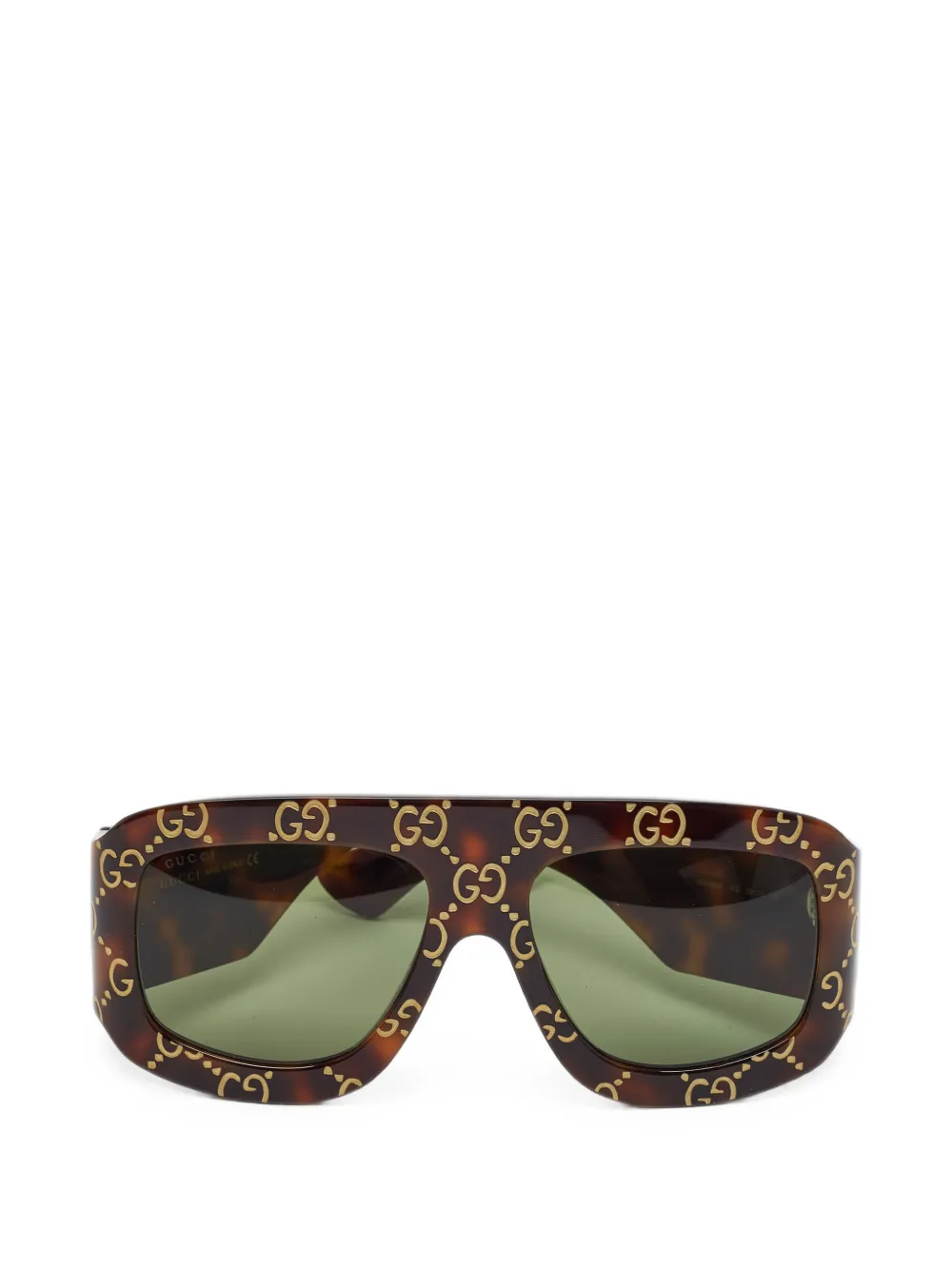 Gucci Pre-Owned Monogram shield sunglasses - Braun