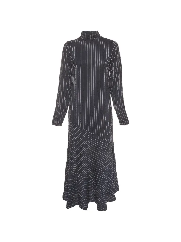 GANNI Striped Seersucker Maxi Dress | Blue