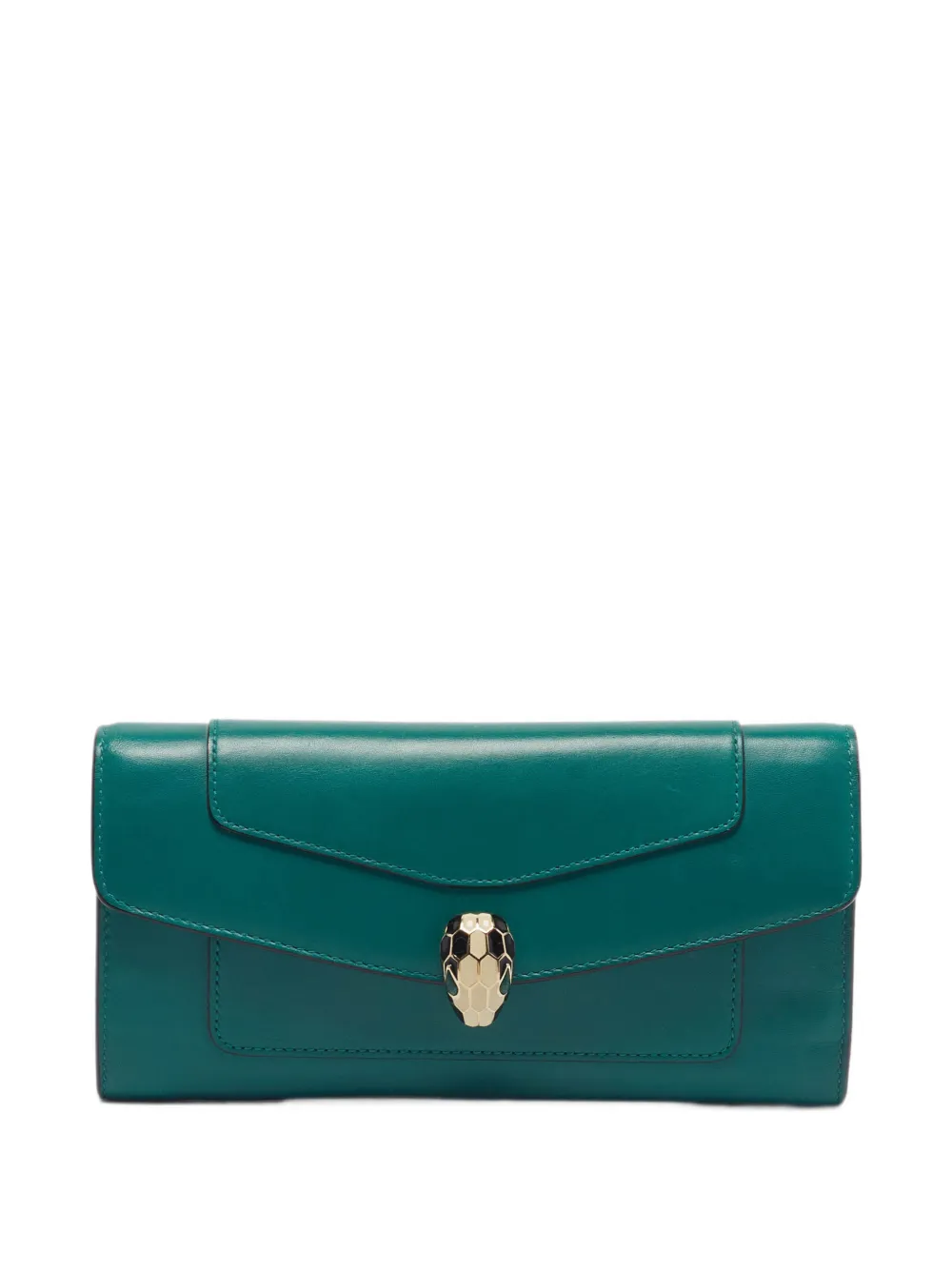 Pre-owned Bvlgari Serpenti Forever Continental Wallet In Green