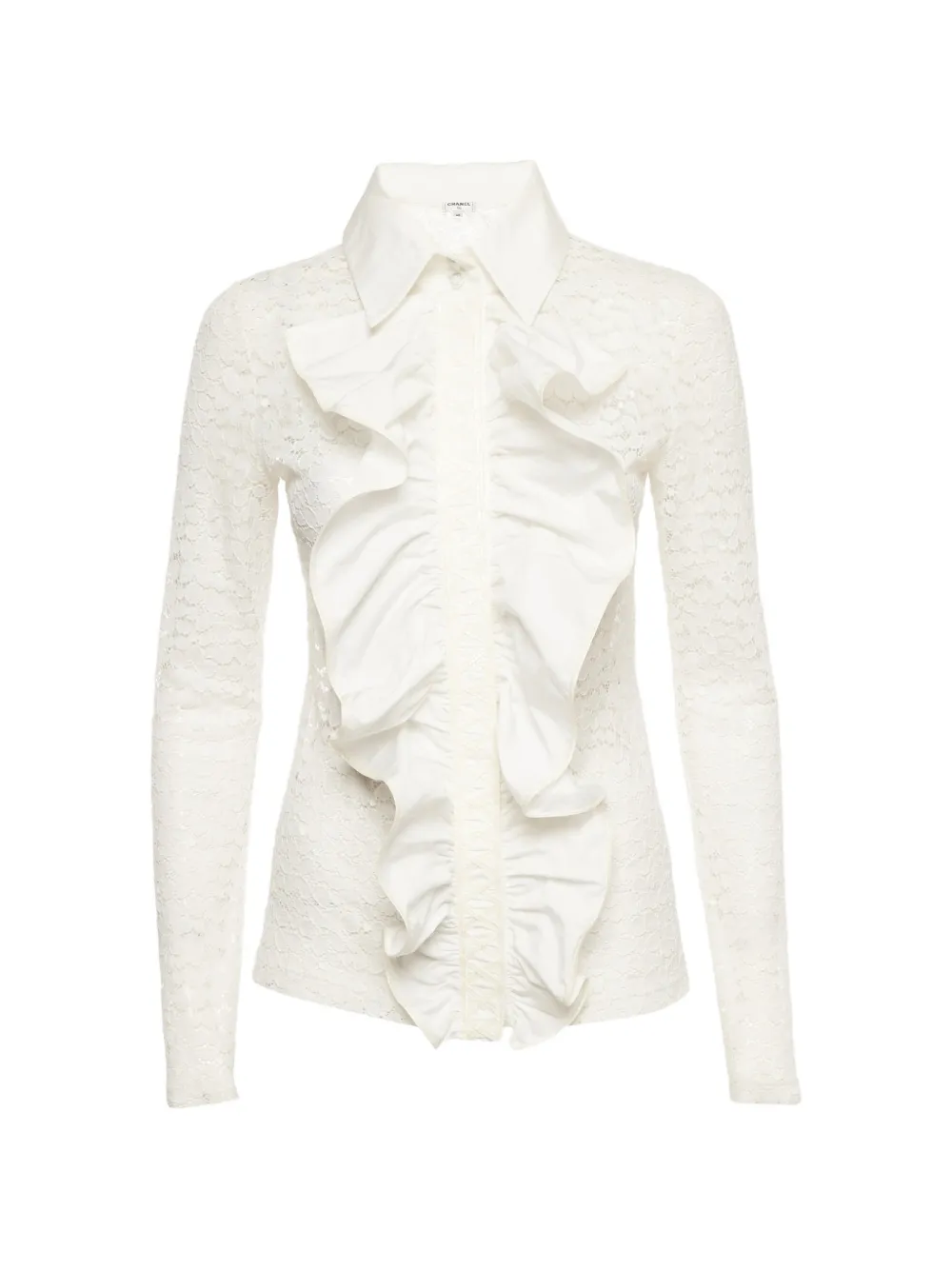 CHANEL Pre-Owned lace ruffled blouse - Bianco