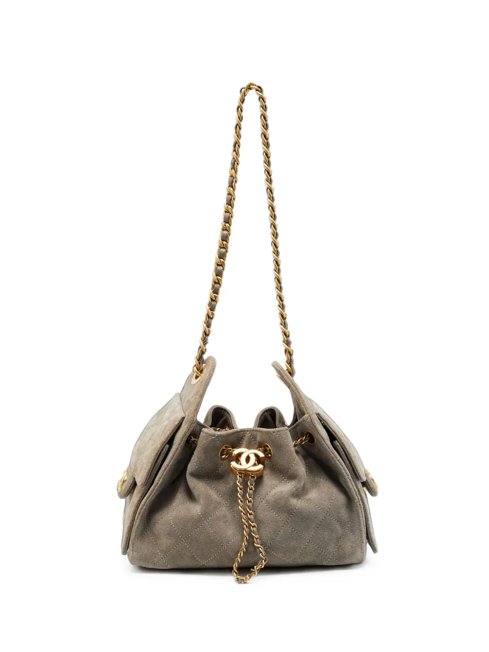 CHANEL Pre-Owned quilted drawstring shoulder bag - Grigio