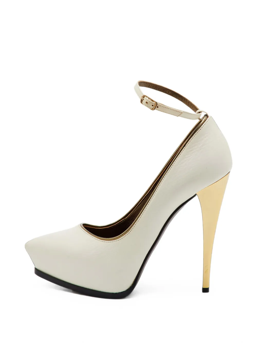 Pre-owned Lanvin Leather Pointed-toe Heeled Pumps In Neutrals
