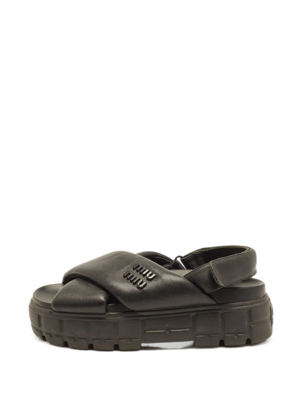 Miu Miu Pre-Owned logo platform slingback sandals - Schwarz