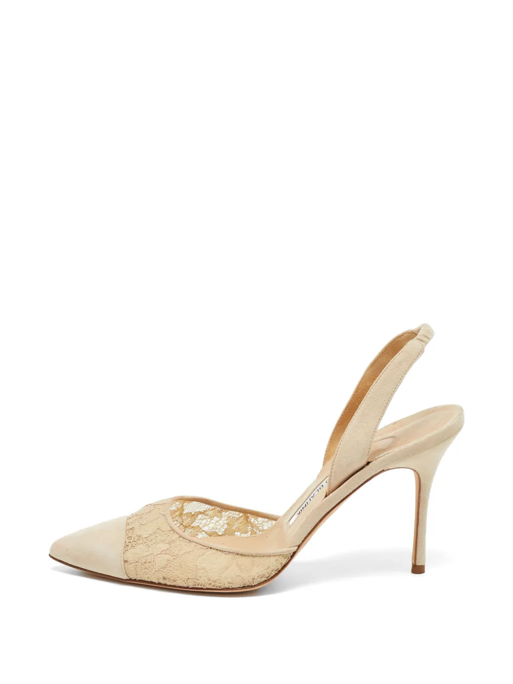 Manolo Blahnik Carolyne lace slingback heeled pumps - Toni neutri