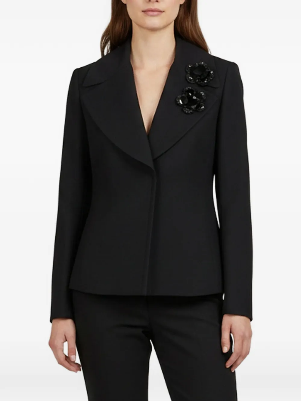 Fendi Pre-Owned flower appliqué wide-lapel blazer - Schwarz