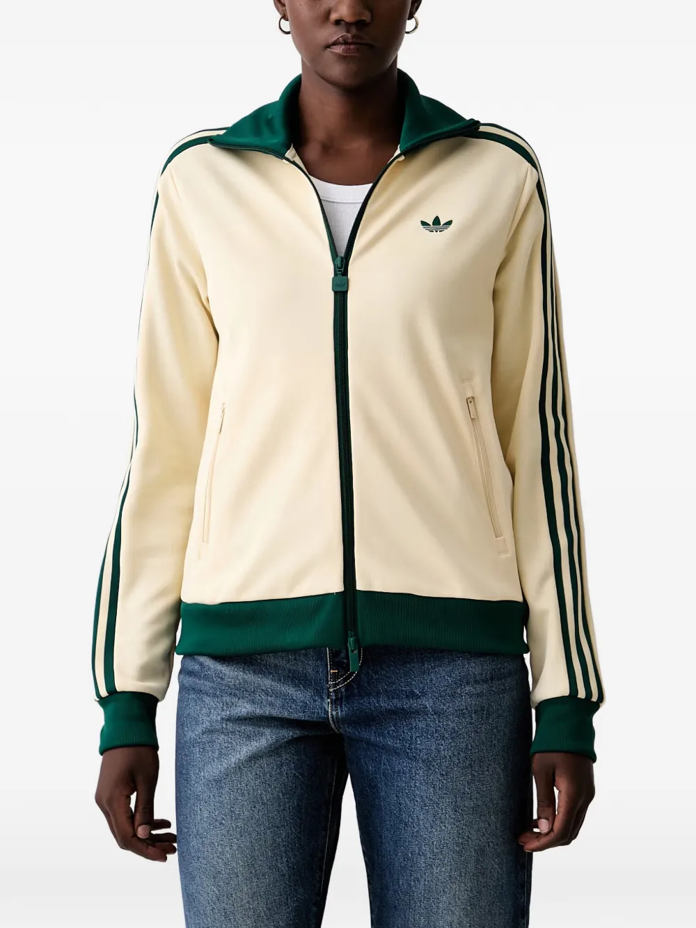 Adidas Originals Logo-embroidered Striped Track Jacket In Nude