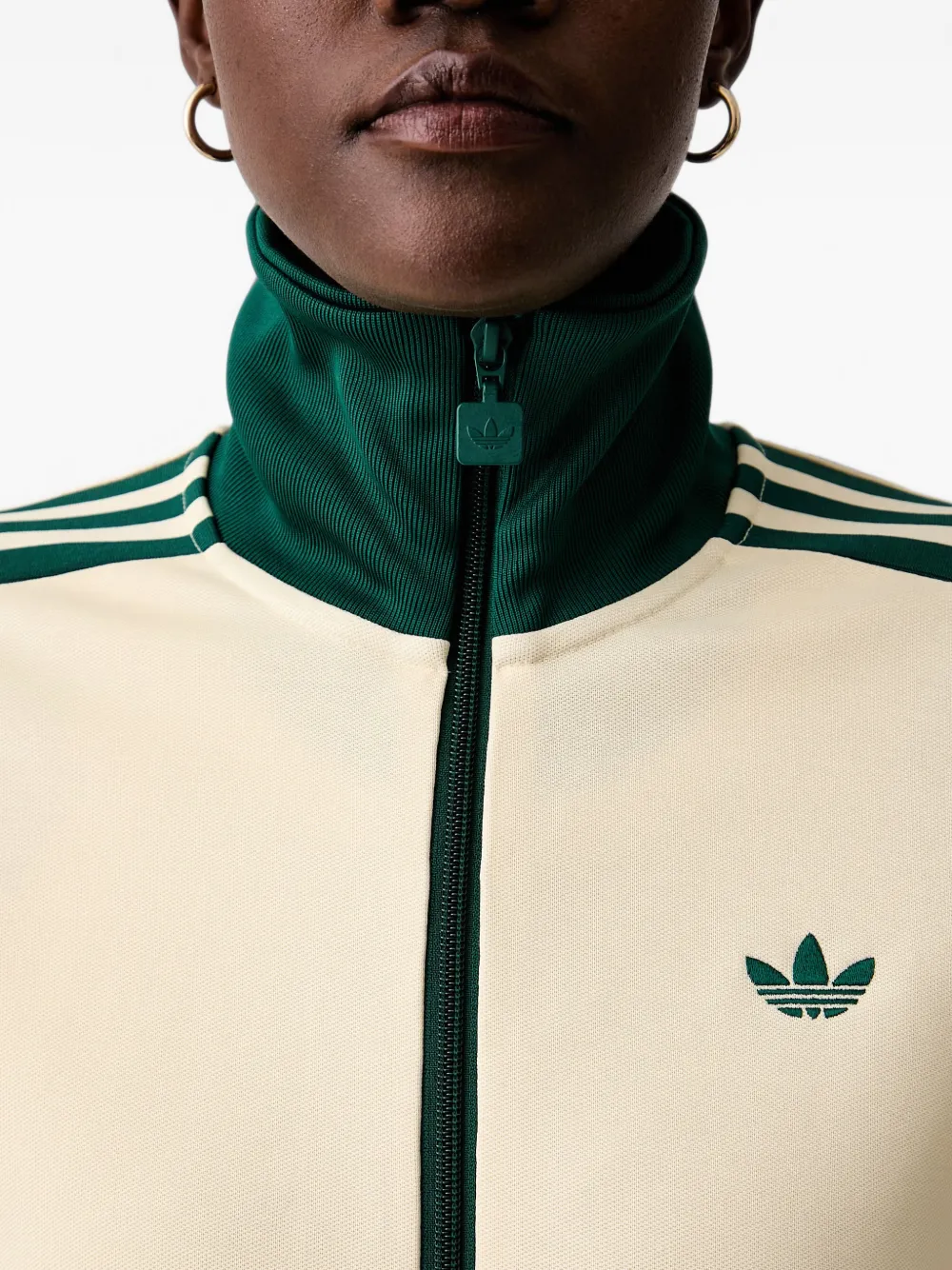 adidas logo-embroidered striped track jacket Beige