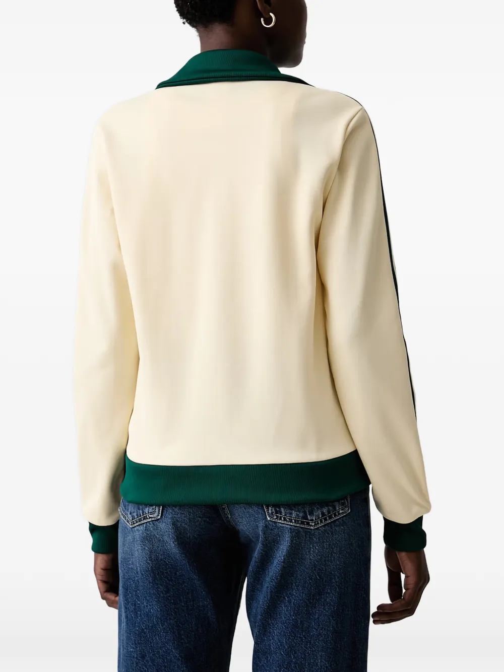 adidas logo-embroidered striped track jacket Beige