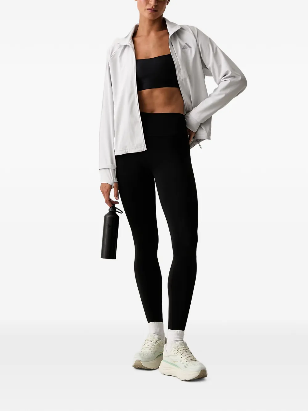 adidas logo-print zip-up jacket Grijs