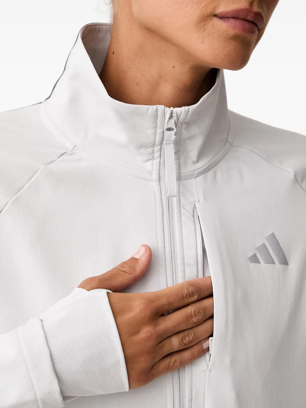 adidas logo-print zip-up jacket Grijs