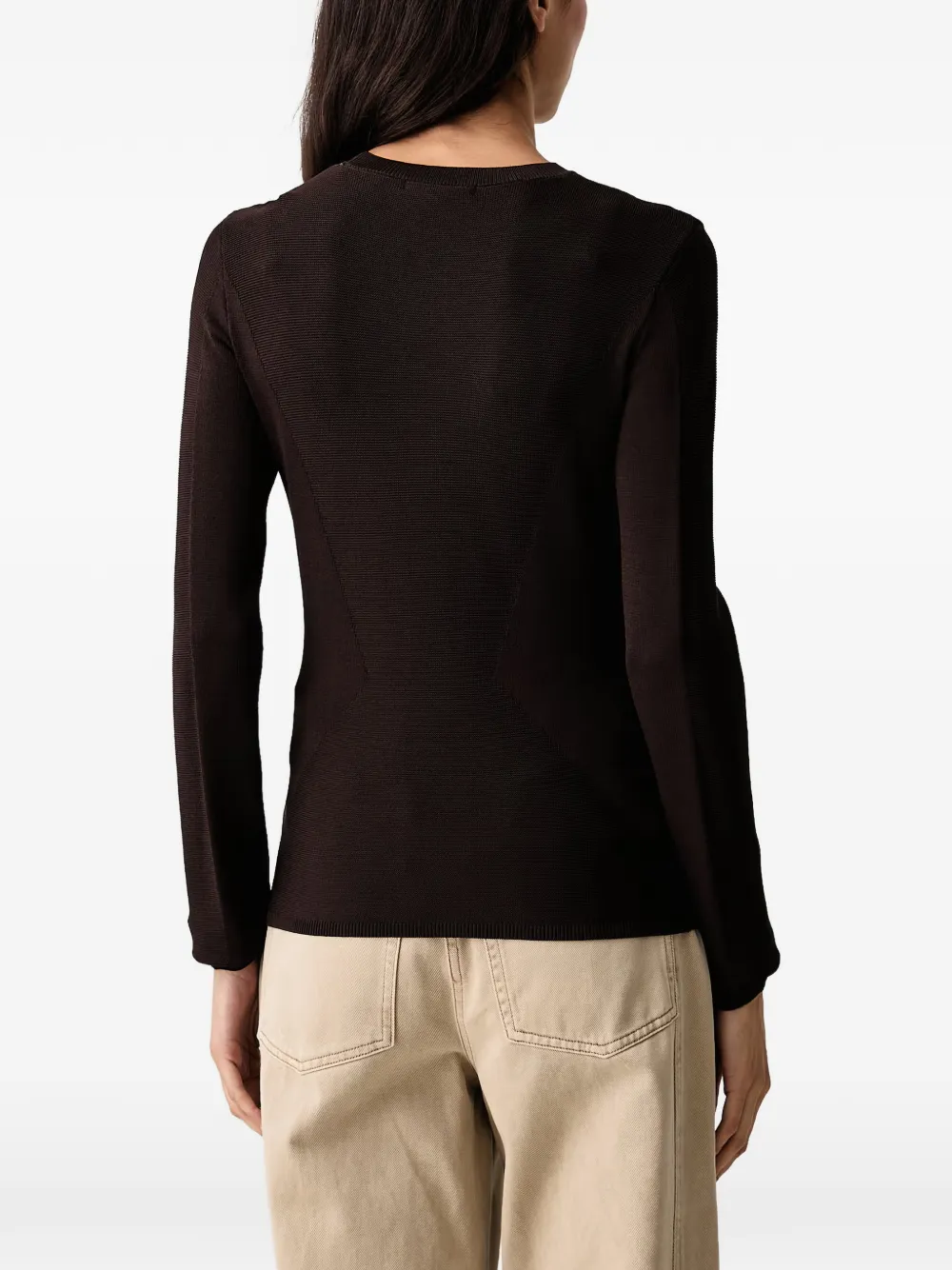 Armani Exchange logo-embroidered ribbed-knit sweater Bruin