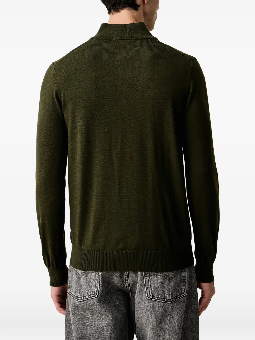 Aeronautica Militare Trui met geborduurd logo en knopenbies Groen