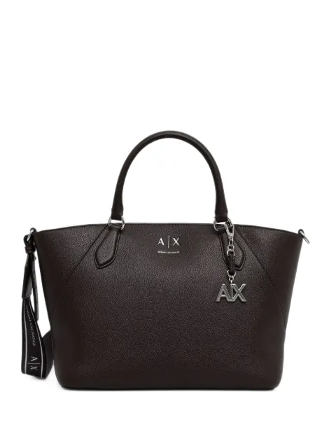 Armani Exchange logo-charm pebbled tote bag