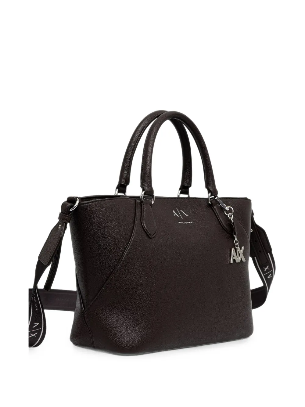 Armani Exchange Bewerkte shopper met logobedel Bruin