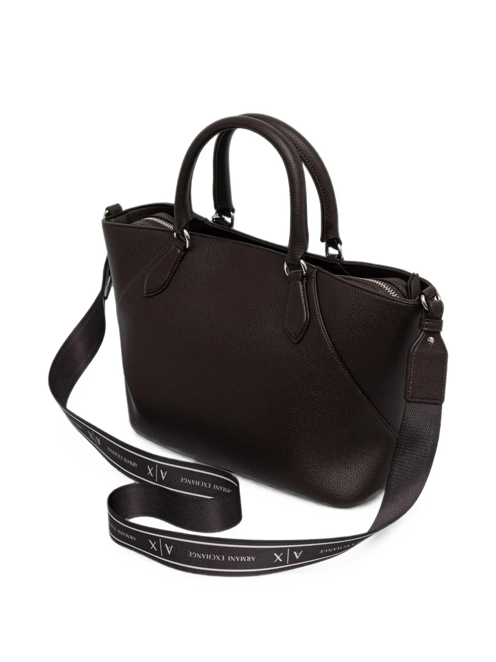 Armani Exchange Bewerkte shopper met logobedel Bruin