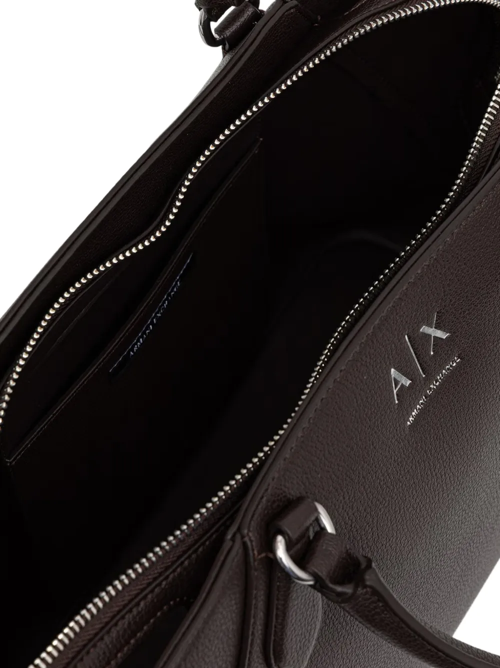 Armani Exchange Bewerkte shopper met logobedel Bruin
