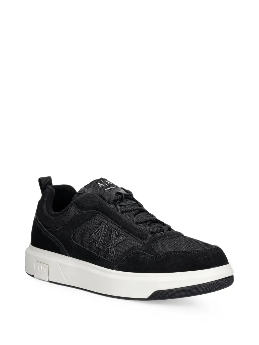 Armani Exchange panelled logo-patch sneakers Zwart