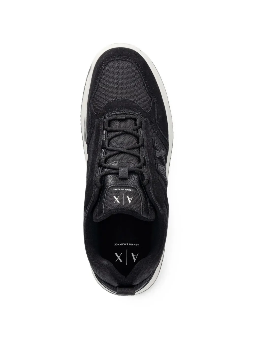 Armani Exchange panelled logo-patch sneakers Zwart