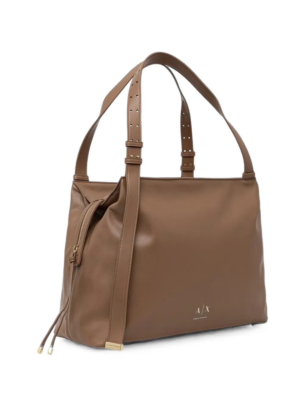 Armani Exchange Shopper met gespband en logo-plakkaat Beige