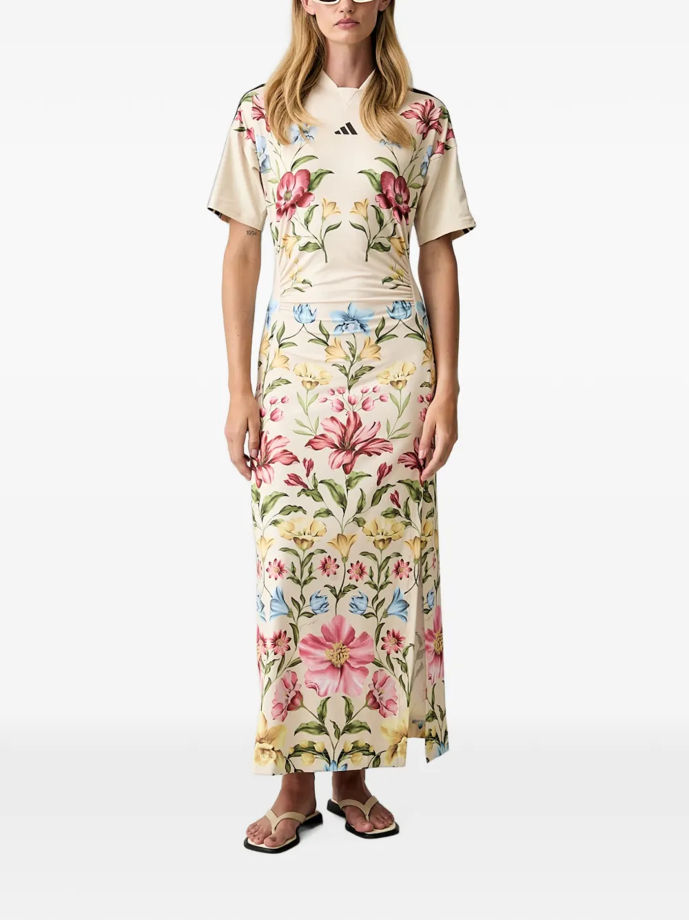 adidas X Farm Rio floral-print maxi dress Beige