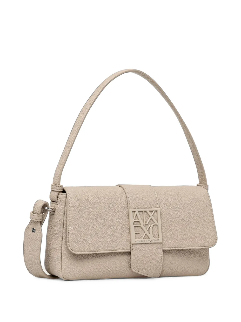 Armani Exchange Bewerkte schoudertas met logoplakkaat Beige