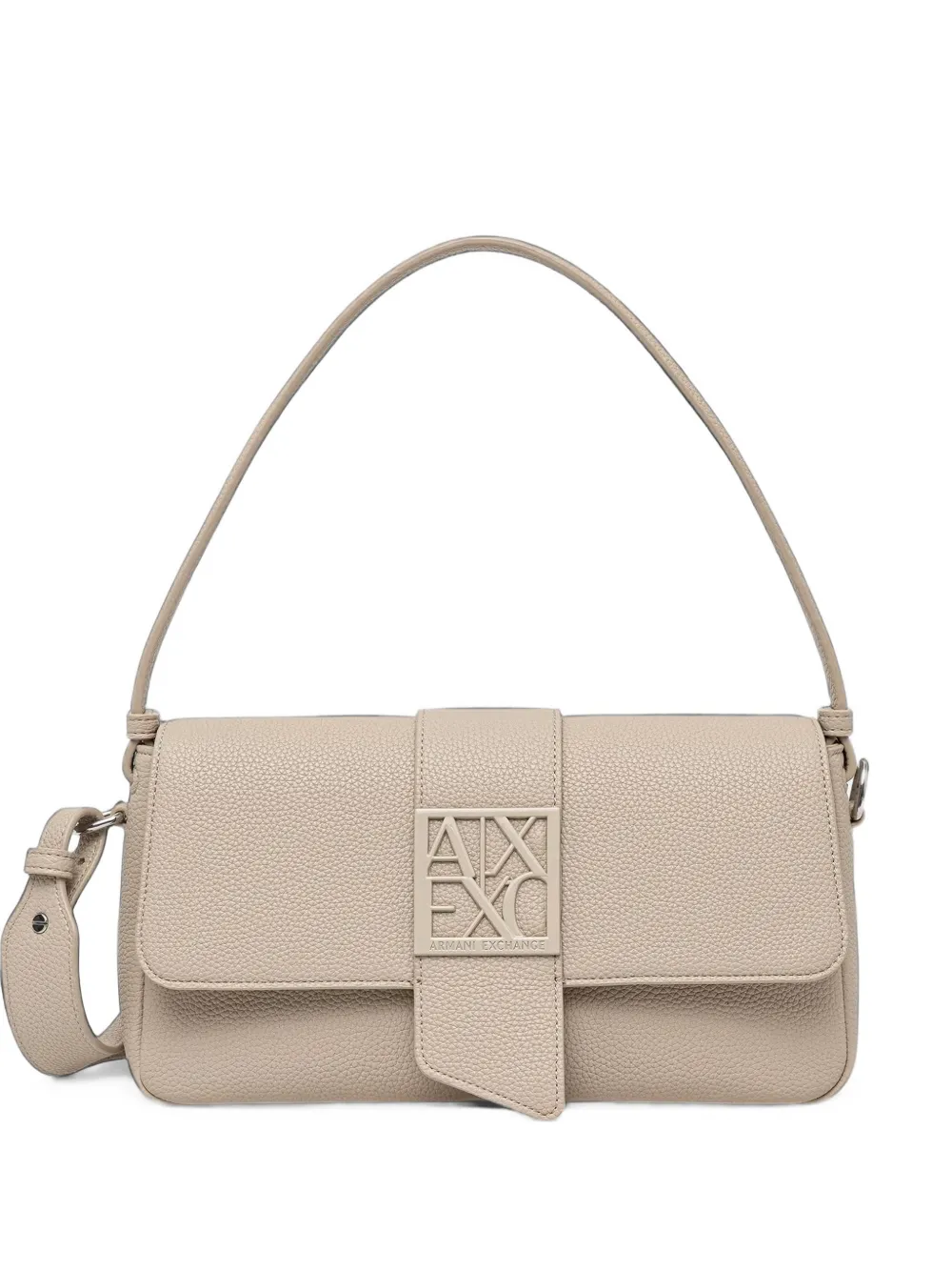 Armani Exchange logo-plaque pebbled shoulder bag - Toni neutri