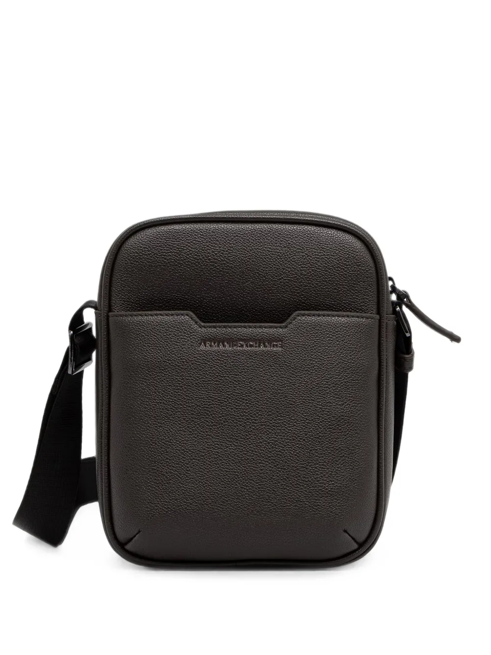 Armani Exchange logo-plaque pebbled-effect messenger bag - Marrone