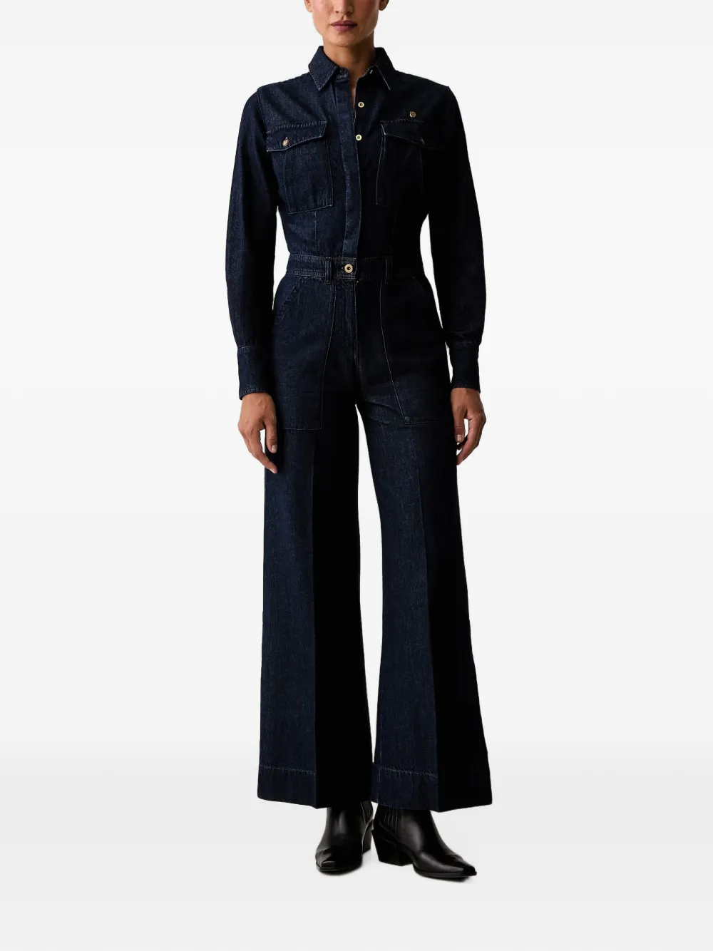 Aeronautica Militare Jumpsuit met wijde pijpen Blauw