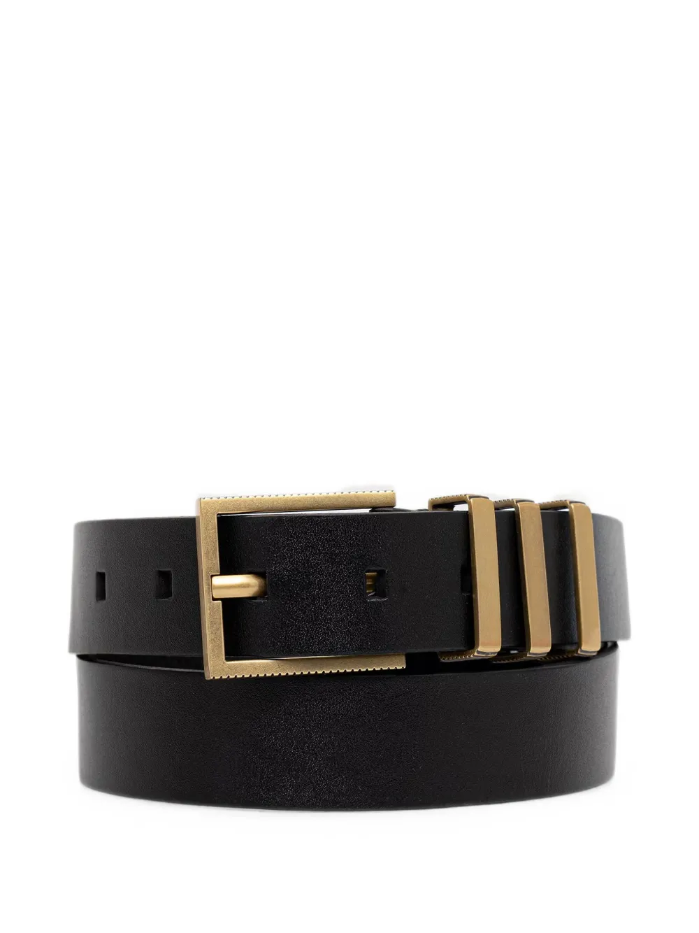 AllSaints textured-buckle leather belt - Nero