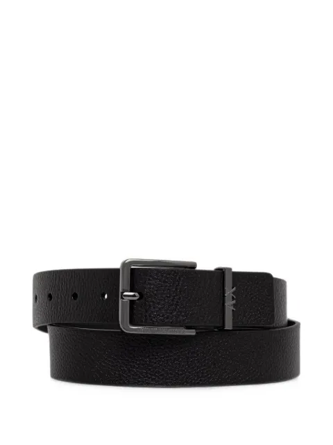 Armani Exchange logo-plaque pebbled-effect belt