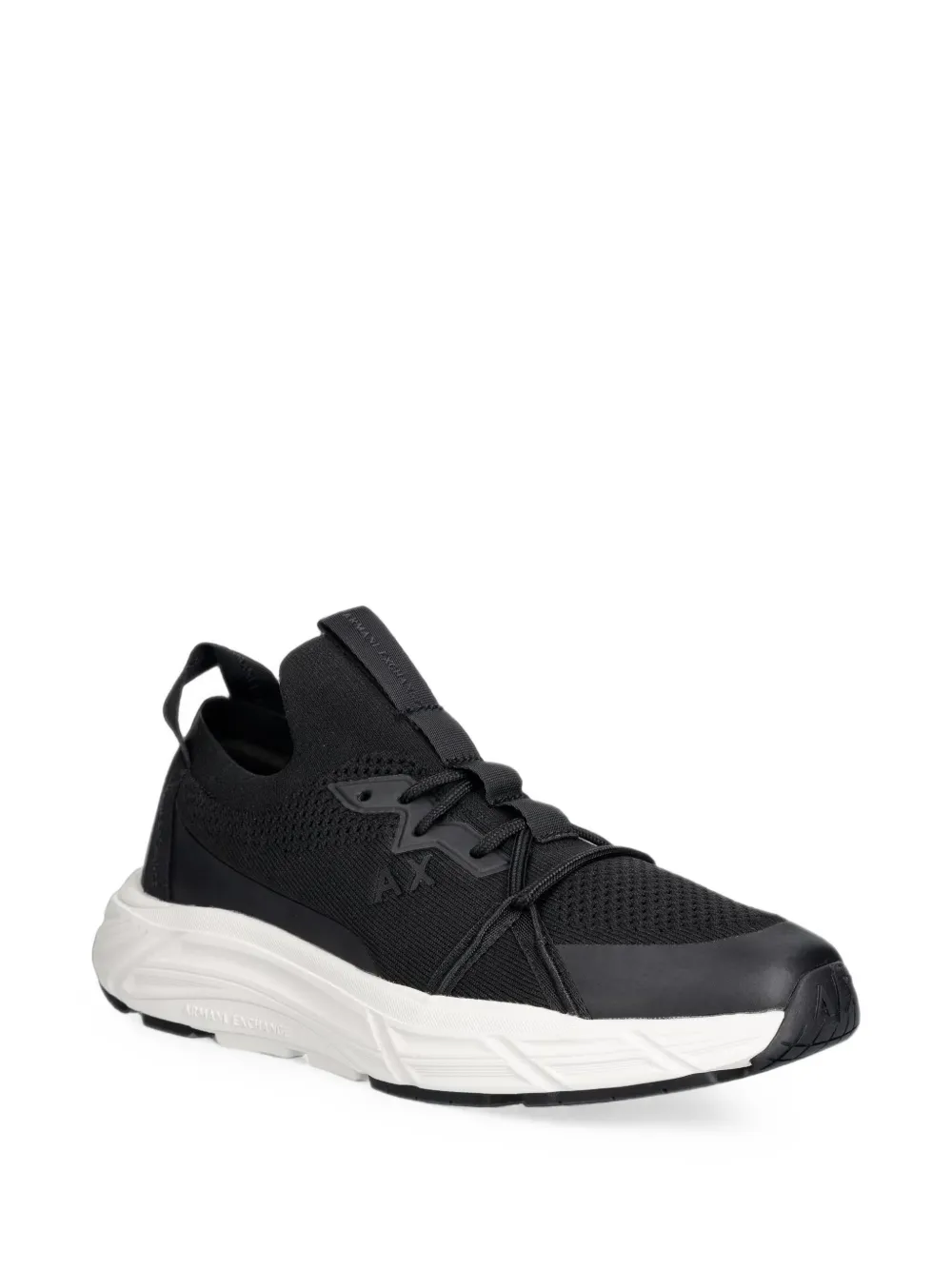 Armani Exchange logo-print mesh-knit sneakers Zwart