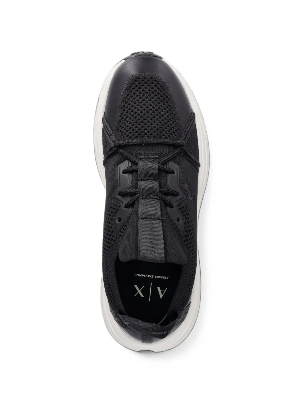 Armani Exchange logo-print mesh-knit sneakers Zwart