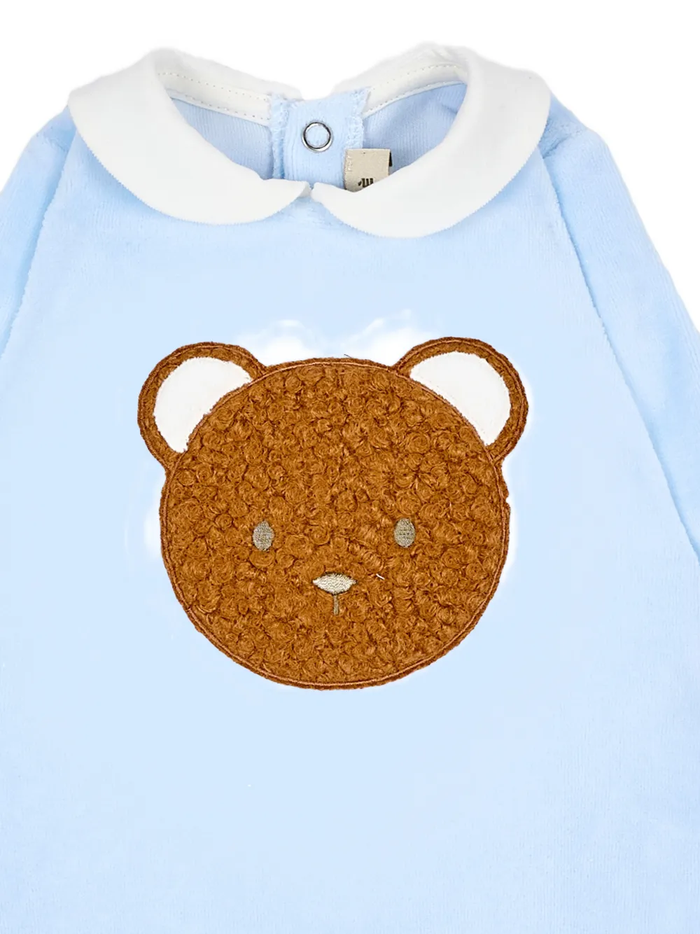 Le Boo Beebè bear-patchwork Peter Pan-collar pajamas Blauw