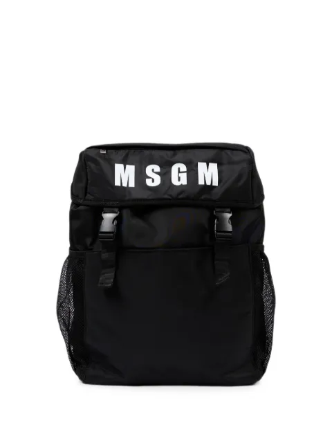 MSGM Kids logo-print buckle-fastening backpack