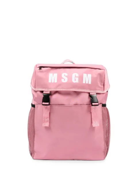 MSGM Kids logo-print buckle-fastening backpack