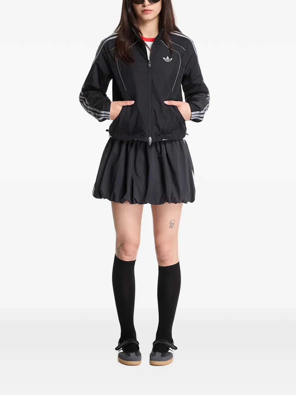 Adidas logo-embroidered striped-sleeve zip-up sweat Groen