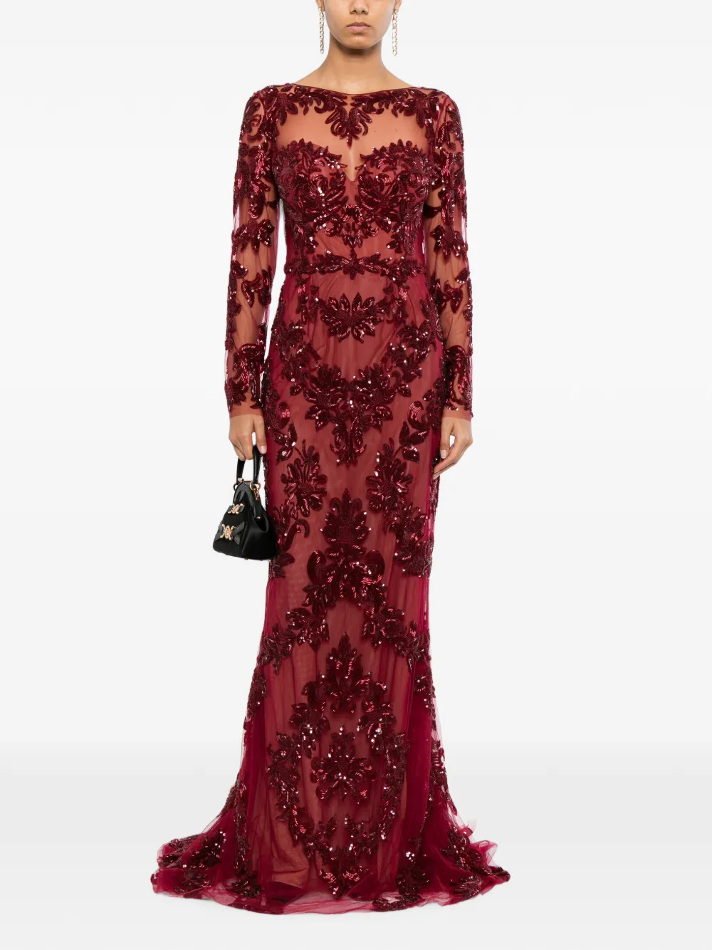 Zuhair Murad beaded lace fishtail gown Rood