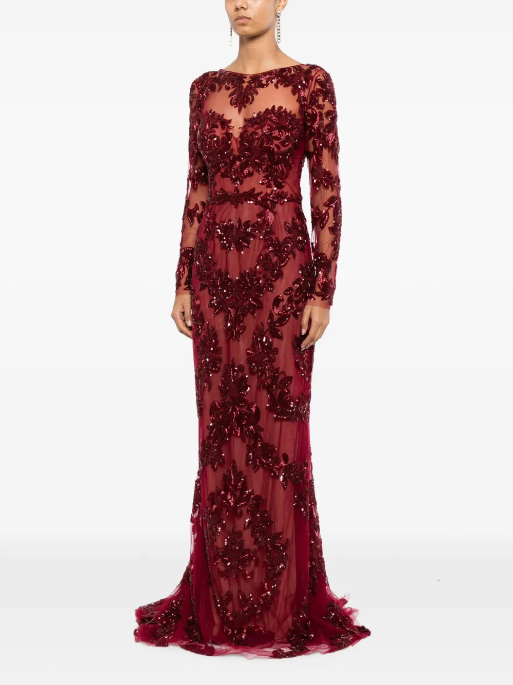 Zuhair Murad beaded lace fishtail gown Rood