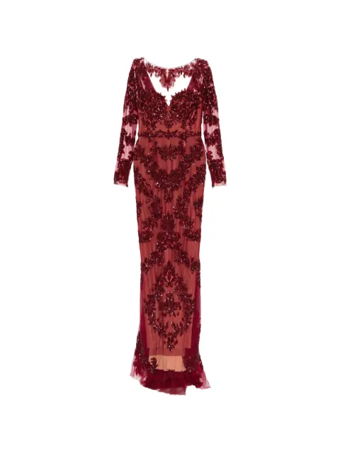 Zuhair Murad vestido de fiesta de encaje con cuentas y cola de pez